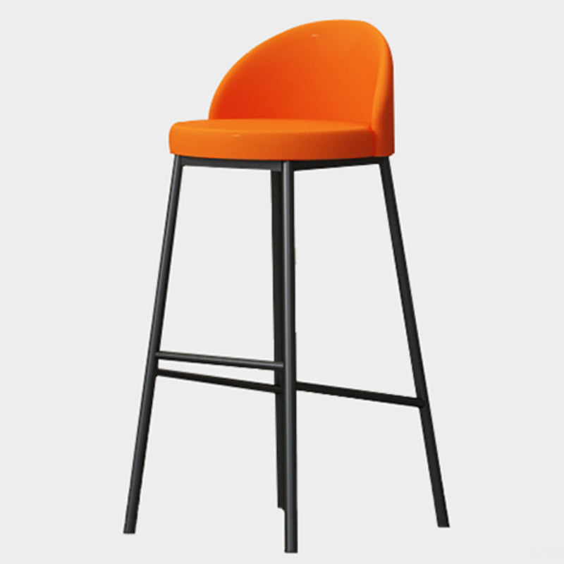 Modern Armless Backrest Counter Stool Iron Cafe Bar Stool with Leather Cushion and Pedal Orange 1 Piece Clearhalo 'Bar Furniture' 'Bar Stools' 'bar_stools' 'furn' 'furn_bar_stools' 'furniture_bar_stools' 'Kitchen & Dining Furniture' 'kitchen&dining_furn' 'kitchen' 'kitchen_furn' Furniture' 4452439