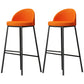 Modern Armless Backrest Counter Stool Iron Cafe Bar Stool with Leather Cushion and Pedal Orange 2 Piece Set Clearhalo 'Bar Furniture' 'Bar Stools' 'bar_stools' 'furn' 'furn_bar_stools' 'furniture_bar_stools' 'Kitchen & Dining Furniture' 'kitchen&dining_furn' 'kitchen' 'kitchen_furn' Furniture' 4452440
