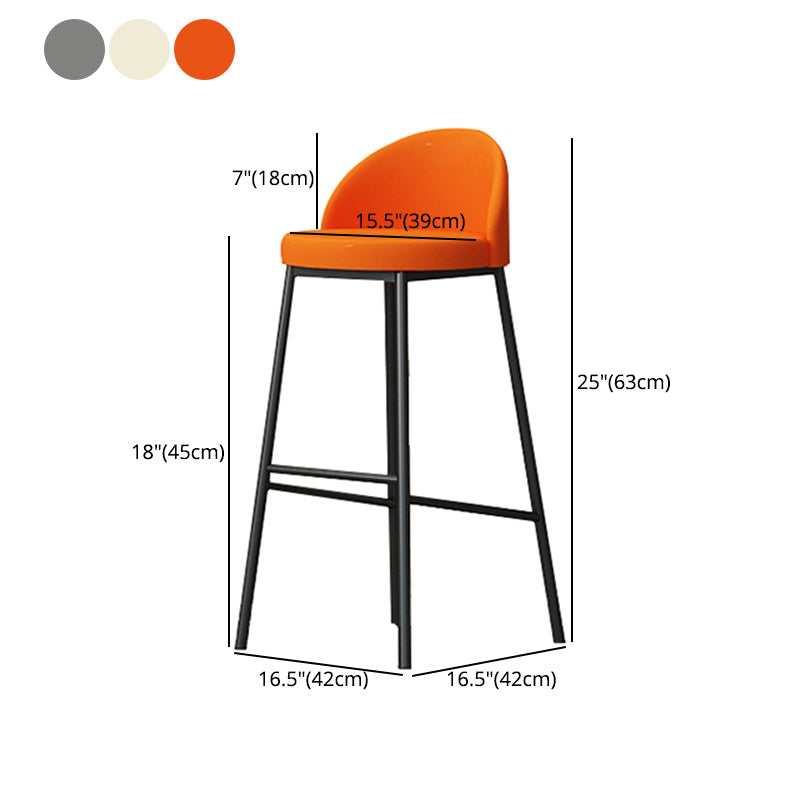 Modern Armless Backrest Counter Stool Iron Cafe Bar Stool with Leather Cushion and Pedal Clearhalo 'Bar Furniture' 'Bar Stools' 'bar_stools' 'furn' 'furn_bar_stools' 'furniture_bar_stools' 'Kitchen & Dining Furniture' 'kitchen&dining_furn' 'kitchen' 'kitchen_furn' Furniture' 4452441