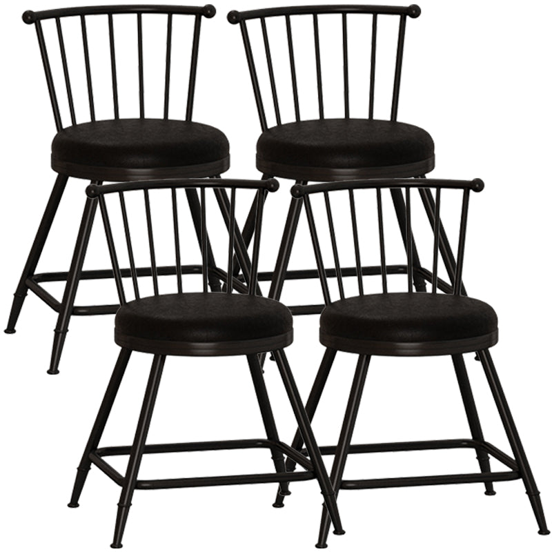 Modern Armless Backrest Counter Stool Steel Milk Tea Shop Bar Stool with Leather Cushion Black 4 Piece Set Short Stool(18"H) Clearhalo 'Bar Furniture' 'Bar Stools' 'bar_stools' 'furn' 'furn_bar_stools' 'furniture_bar_stools' 'Kitchen & Dining Furniture' 'kitchen&dining_furn' 'kitchen' 'kitchen_furn' Furniture' 4452445
