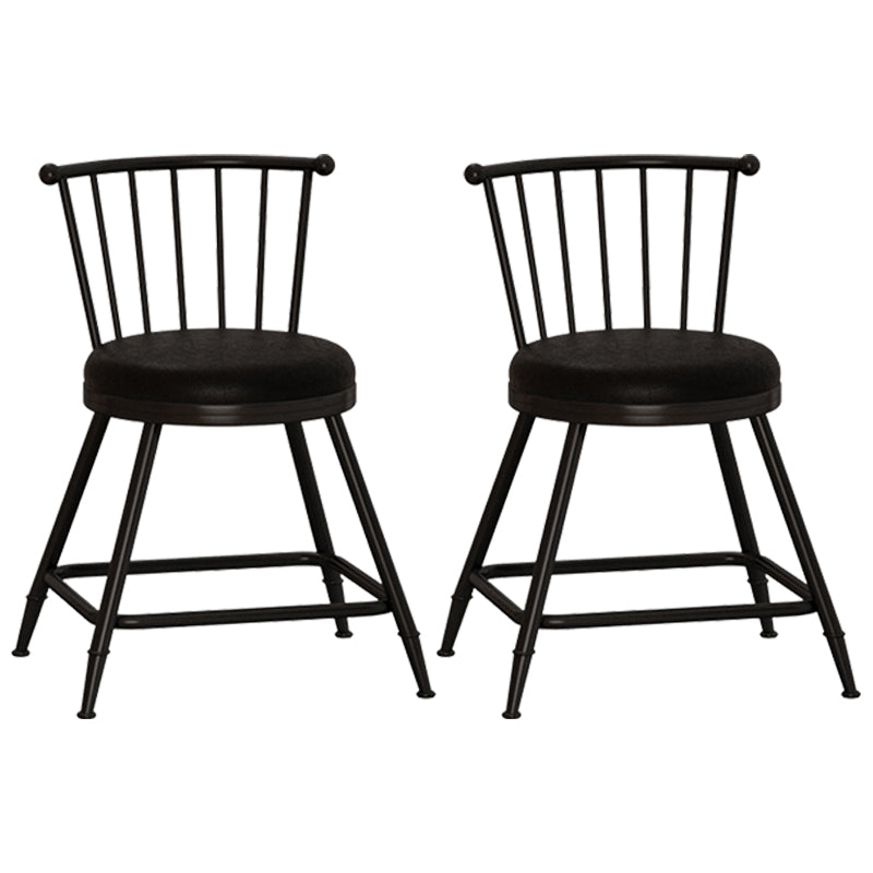 Modern Armless Backrest Counter Stool Steel Milk Tea Shop Bar Stool with Leather Cushion Black 2 Piece Set Short Stool(18"H) Clearhalo 'Bar Furniture' 'Bar Stools' 'bar_stools' 'furn' 'furn_bar_stools' 'furniture_bar_stools' 'Kitchen & Dining Furniture' 'kitchen&dining_furn' 'kitchen' 'kitchen_furn' Furniture' 4452448