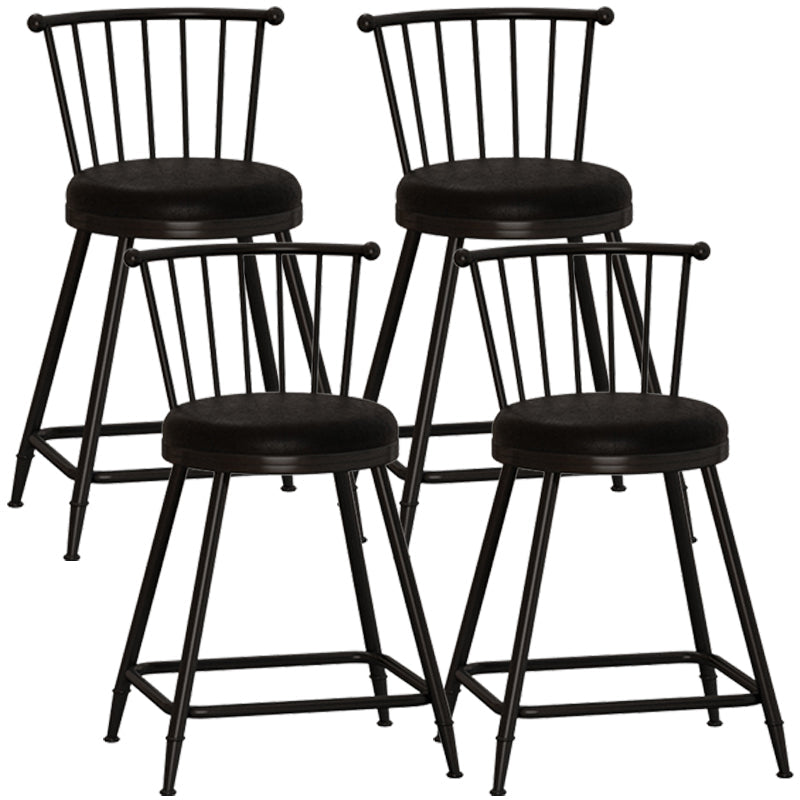 Modern Armless Backrest Counter Stool Steel Milk Tea Shop Bar Stool with Leather Cushion Black 4 Piece Set Short Stool(22"H) Clearhalo 'Bar Furniture' 'Bar Stools' 'bar_stools' 'furn' 'furn_bar_stools' 'furniture_bar_stools' 'Kitchen & Dining Furniture' 'kitchen&dining_furn' 'kitchen' 'kitchen_furn' Furniture' 4452450