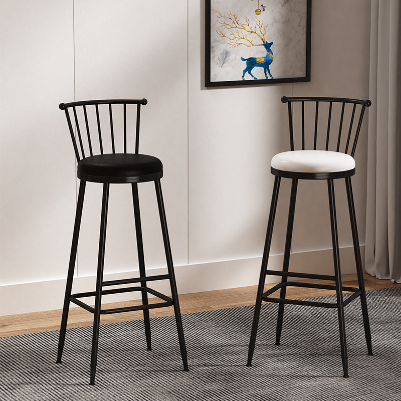 Modern Armless Backrest Counter Stool Steel Milk Tea Shop Bar Stool with Leather Cushion Clearhalo 'Bar Furniture' 'Bar Stools' 'bar_stools' 'furn' 'furn_bar_stools' 'furniture_bar_stools' 'Kitchen & Dining Furniture' 'kitchen&dining_furn' 'kitchen' 'kitchen_furn' Furniture' 4452451