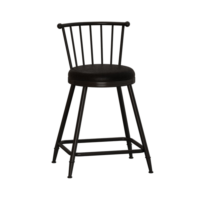 Modern Armless Backrest Counter Stool Steel Milk Tea Shop Bar Stool with Leather Cushion Black 1 Piece Short Stool(22"H) Clearhalo 'Bar Furniture' 'Bar Stools' 'bar_stools' 'furn' 'furn_bar_stools' 'furniture_bar_stools' 'Kitchen & Dining Furniture' 'kitchen&dining_furn' 'kitchen' 'kitchen_furn' Furniture' 4452452