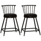 Modern Armless Backrest Counter Stool Steel Milk Tea Shop Bar Stool with Leather Cushion Black 2 Piece Set Short Stool(22"H) Clearhalo 'Bar Furniture' 'Bar Stools' 'bar_stools' 'furn' 'furn_bar_stools' 'furniture_bar_stools' 'Kitchen & Dining Furniture' 'kitchen&dining_furn' 'kitchen' 'kitchen_furn' Furniture' 4452455