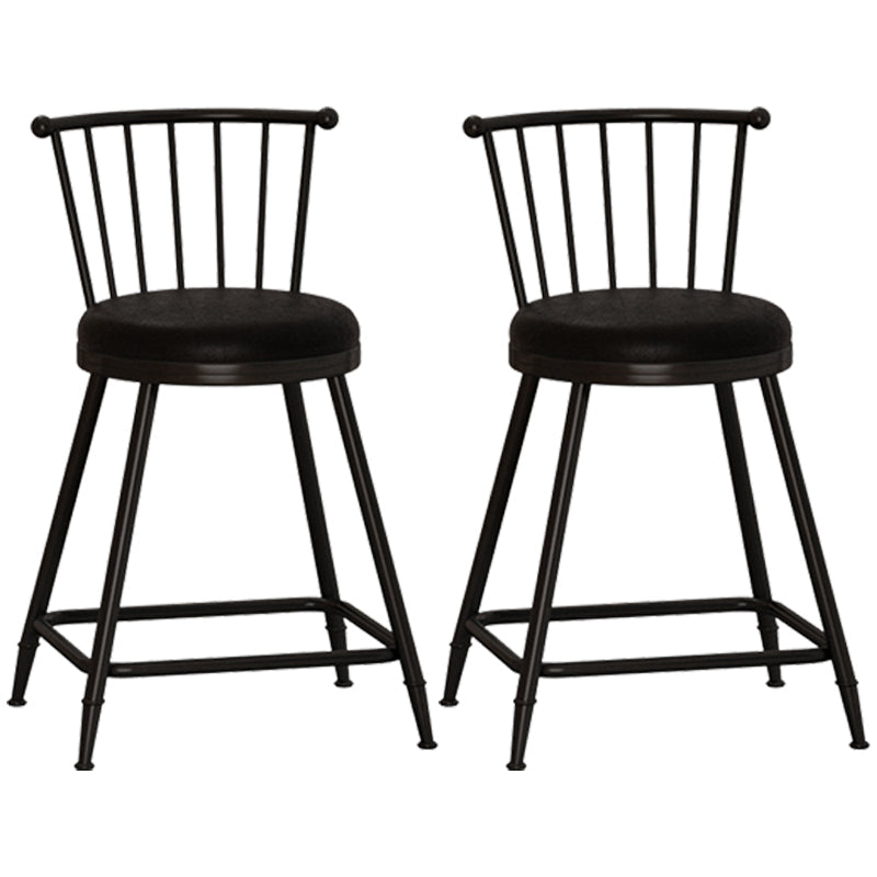 Modern Armless Backrest Counter Stool Steel Milk Tea Shop Bar Stool with Leather Cushion Black 2 Piece Set Short Stool(22"H) Clearhalo 'Bar Furniture' 'Bar Stools' 'bar_stools' 'furn' 'furn_bar_stools' 'furniture_bar_stools' 'Kitchen & Dining Furniture' 'kitchen&dining_furn' 'kitchen' 'kitchen_furn' Furniture' 4452455