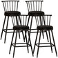 Modern Armless Backrest Counter Stool Steel Milk Tea Shop Bar Stool with Leather Cushion Black 4 Piece Set Counter Stool(26"H) Clearhalo 'Bar Furniture' 'Bar Stools' 'bar_stools' 'furn' 'furn_bar_stools' 'furniture_bar_stools' 'Kitchen & Dining Furniture' 'kitchen&dining_furn' 'kitchen' 'kitchen_furn' Furniture' 4452457