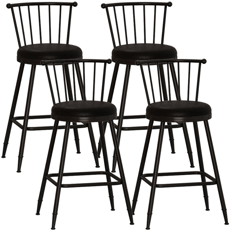 Modern Armless Backrest Counter Stool Steel Milk Tea Shop Bar Stool with Leather Cushion Black 4 Piece Set Counter Stool(26"H) Clearhalo 'Bar Furniture' 'Bar Stools' 'bar_stools' 'furn' 'furn_bar_stools' 'furniture_bar_stools' 'Kitchen & Dining Furniture' 'kitchen&dining_furn' 'kitchen' 'kitchen_furn' Furniture' 4452457