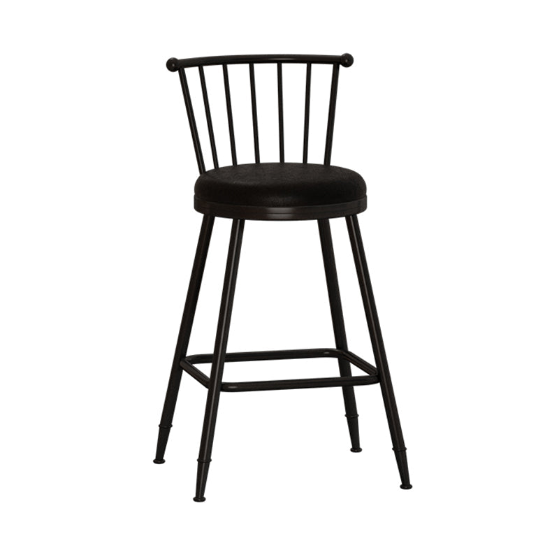Modern Armless Backrest Counter Stool Steel Milk Tea Shop Bar Stool with Leather Cushion Black 1 Piece Counter Stool(26"H) Clearhalo 'Bar Furniture' 'Bar Stools' 'bar_stools' 'furn' 'furn_bar_stools' 'furniture_bar_stools' 'Kitchen & Dining Furniture' 'kitchen&dining_furn' 'kitchen' 'kitchen_furn' Furniture' 4452459