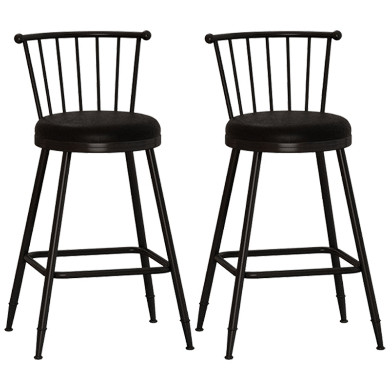Modern Armless Backrest Counter Stool Steel Milk Tea Shop Bar Stool with Leather Cushion Black 2 Piece Set Counter Stool(26"H) Clearhalo 'Bar Furniture' 'Bar Stools' 'bar_stools' 'furn' 'furn_bar_stools' 'furniture_bar_stools' 'Kitchen & Dining Furniture' 'kitchen&dining_furn' 'kitchen' 'kitchen_furn' Furniture' 4452461