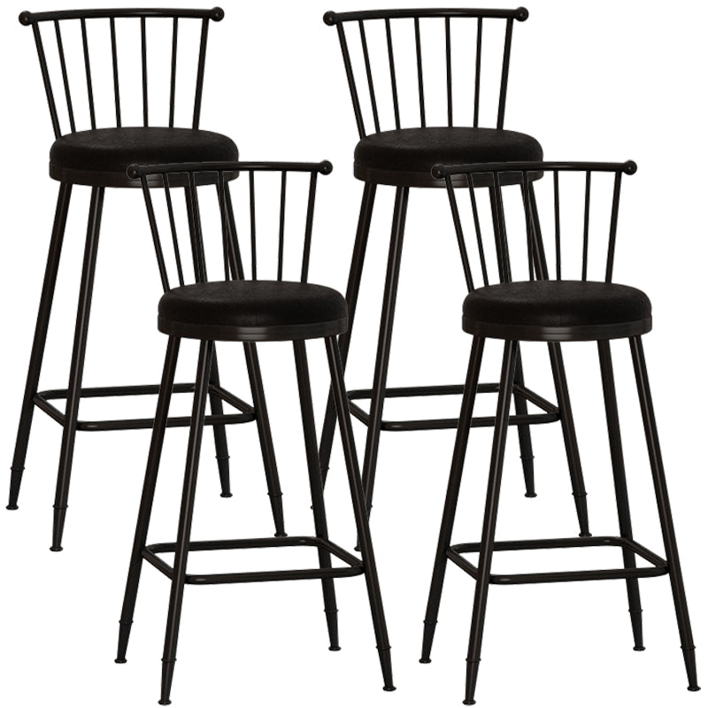 Modern Armless Backrest Counter Stool Steel Milk Tea Shop Bar Stool with Leather Cushion Black 4 Piece Set Bar Stool(30"H) Clearhalo 'Bar Furniture' 'Bar Stools' 'bar_stools' 'furn' 'furn_bar_stools' 'furniture_bar_stools' 'Kitchen & Dining Furniture' 'kitchen&dining_furn' 'kitchen' 'kitchen_furn' Furniture' 4452462