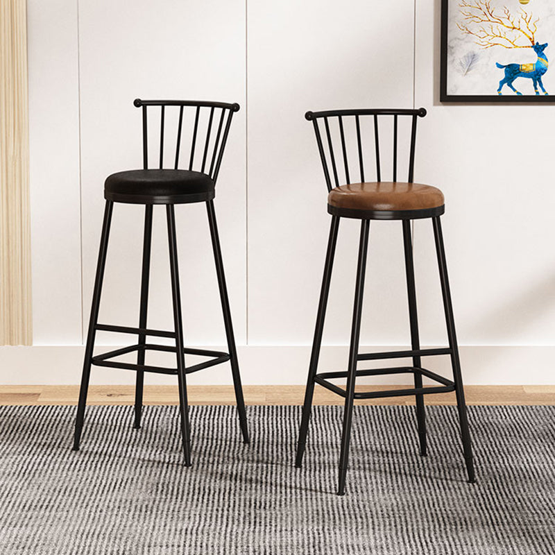 Modern Armless Backrest Counter Stool Steel Milk Tea Shop Bar Stool with Leather Cushion Clearhalo 'Bar Furniture' 'Bar Stools' 'bar_stools' 'furn' 'furn_bar_stools' 'furniture_bar_stools' 'Kitchen & Dining Furniture' 'kitchen&dining_furn' 'kitchen' 'kitchen_furn' Furniture' 4452463