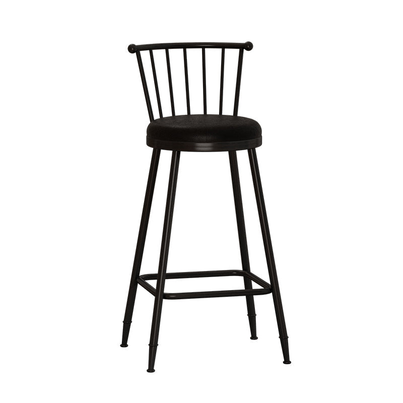 Modern Armless Backrest Counter Stool Steel Milk Tea Shop Bar Stool with Leather Cushion Black 1 Piece Bar Stool(30"H) Clearhalo 'Bar Furniture' 'Bar Stools' 'bar_stools' 'furn' 'furn_bar_stools' 'furniture_bar_stools' 'Kitchen & Dining Furniture' 'kitchen&dining_furn' 'kitchen' 'kitchen_furn' Furniture' 4452464