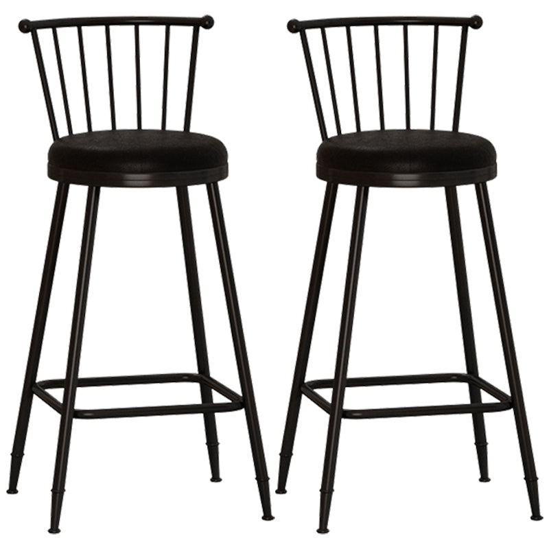Modern Armless Backrest Counter Stool Steel Milk Tea Shop Bar Stool with Leather Cushion Black 2 Piece Set Bar Stool(30"H) Clearhalo 'Bar Furniture' 'Bar Stools' 'bar_stools' 'furn' 'furn_bar_stools' 'furniture_bar_stools' 'Kitchen & Dining Furniture' 'kitchen&dining_furn' 'kitchen' 'kitchen_furn' Furniture' 4452465