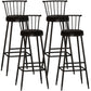 Modern Armless Backrest Counter Stool Steel Milk Tea Shop Bar Stool with Leather Cushion Black 4 Piece Set Bar Stool(33"H) Clearhalo 'Bar Furniture' 'Bar Stools' 'bar_stools' 'furn' 'furn_bar_stools' 'furniture_bar_stools' 'Kitchen & Dining Furniture' 'kitchen&dining_furn' 'kitchen' 'kitchen_furn' Furniture' 4452466