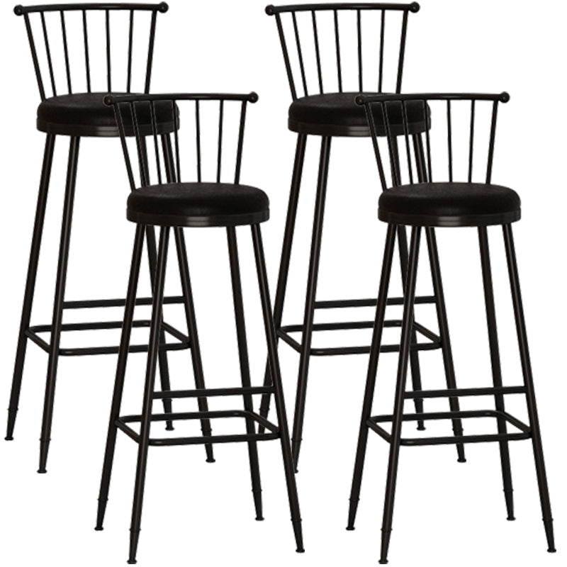 Modern Armless Backrest Counter Stool Steel Milk Tea Shop Bar Stool with Leather Cushion Black 4 Piece Set Bar Stool(33"H) Clearhalo 'Bar Furniture' 'Bar Stools' 'bar_stools' 'furn' 'furn_bar_stools' 'furniture_bar_stools' 'Kitchen & Dining Furniture' 'kitchen&dining_furn' 'kitchen' 'kitchen_furn' Furniture' 4452466