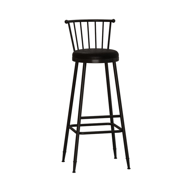 Modern Armless Backrest Counter Stool Steel Milk Tea Shop Bar Stool with Leather Cushion Black 1 Piece Bar Stool(33"H) Clearhalo 'Bar Furniture' 'Bar Stools' 'bar_stools' 'furn' 'furn_bar_stools' 'furniture_bar_stools' 'Kitchen & Dining Furniture' 'kitchen&dining_furn' 'kitchen' 'kitchen_furn' Furniture' 4452467