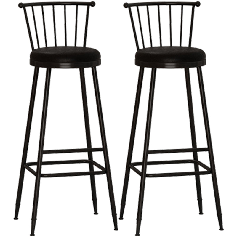 Modern Armless Backrest Counter Stool Steel Milk Tea Shop Bar Stool with Leather Cushion Black 2 Piece Set Bar Stool(33"H) Clearhalo 'Bar Furniture' 'Bar Stools' 'bar_stools' 'furn' 'furn_bar_stools' 'furniture_bar_stools' 'Kitchen & Dining Furniture' 'kitchen&dining_furn' 'kitchen' 'kitchen_furn' Furniture' 4452468