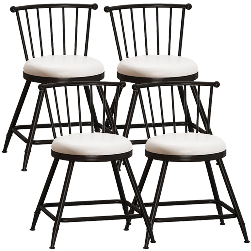 Modern Armless Backrest Counter Stool Steel Milk Tea Shop Bar Stool with Leather Cushion White 4 Piece Set Short Stool(18"H) Clearhalo 'Bar Furniture' 'Bar Stools' 'bar_stools' 'furn' 'furn_bar_stools' 'furniture_bar_stools' 'Kitchen & Dining Furniture' 'kitchen&dining_furn' 'kitchen' 'kitchen_furn' Furniture' 4452469