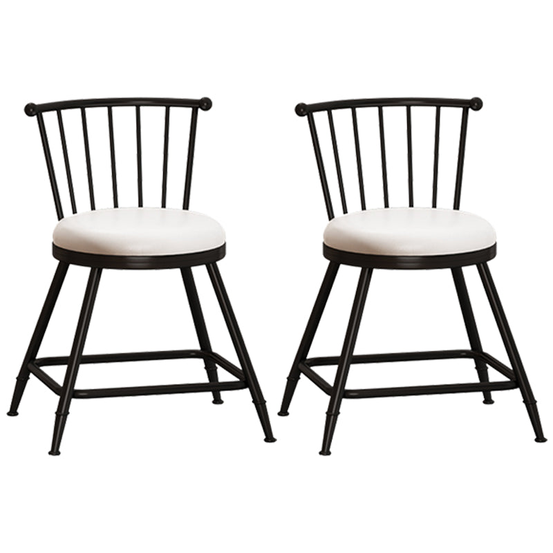 Modern Armless Backrest Counter Stool Steel Milk Tea Shop Bar Stool with Leather Cushion White 2 Piece Set Short Stool(18"H) Clearhalo 'Bar Furniture' 'Bar Stools' 'bar_stools' 'furn' 'furn_bar_stools' 'furniture_bar_stools' 'Kitchen & Dining Furniture' 'kitchen&dining_furn' 'kitchen' 'kitchen_furn' Furniture' 4452471
