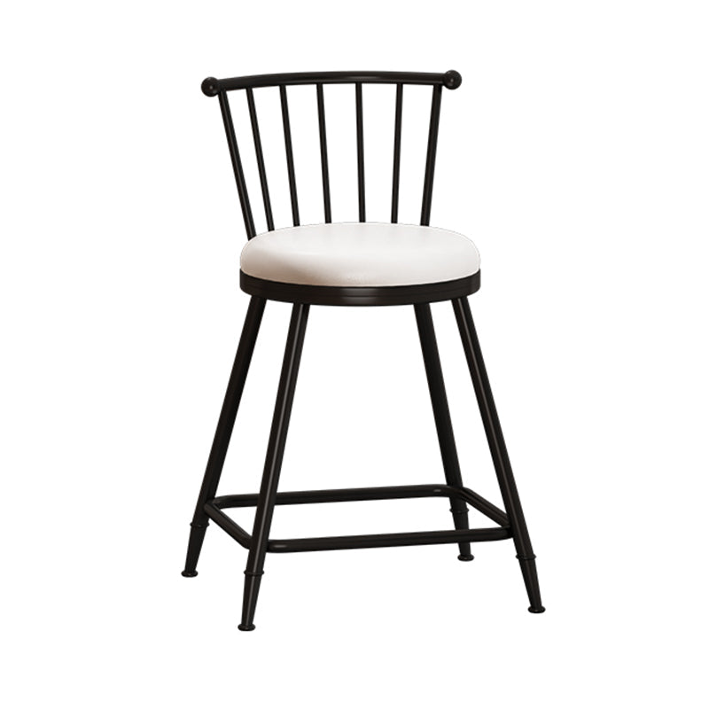 Modern Armless Backrest Counter Stool Steel Milk Tea Shop Bar Stool with Leather Cushion White 1 Piece Short Stool(22"H) Clearhalo 'Bar Furniture' 'Bar Stools' 'bar_stools' 'furn' 'furn_bar_stools' 'furniture_bar_stools' 'Kitchen & Dining Furniture' 'kitchen&dining_furn' 'kitchen' 'kitchen_furn' Furniture' 4452473