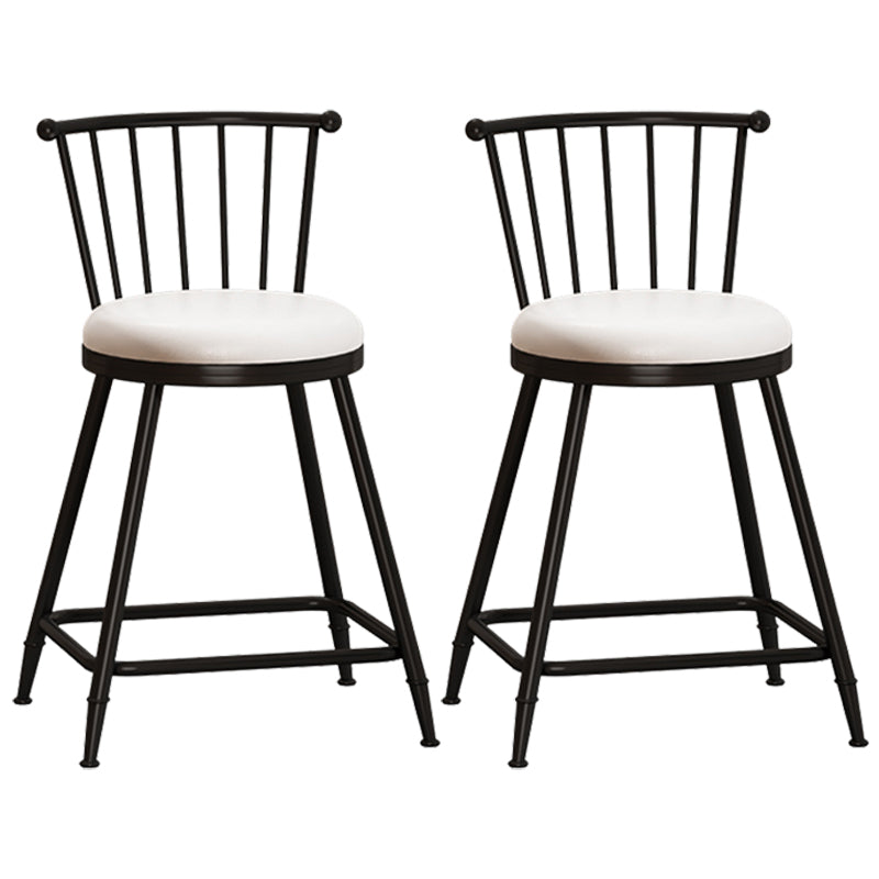 Modern Armless Backrest Counter Stool Steel Milk Tea Shop Bar Stool with Leather Cushion White 2 Piece Set Short Stool(22"H) Clearhalo 'Bar Furniture' 'Bar Stools' 'bar_stools' 'furn' 'furn_bar_stools' 'furniture_bar_stools' 'Kitchen & Dining Furniture' 'kitchen&dining_furn' 'kitchen' 'kitchen_furn' Furniture' 4452474