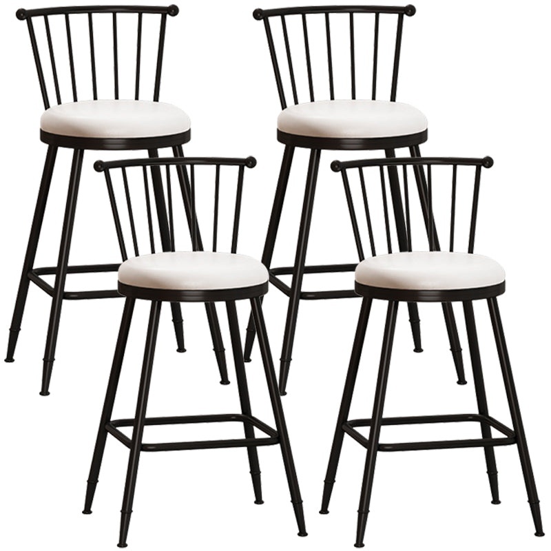 Modern Armless Backrest Counter Stool Steel Milk Tea Shop Bar Stool with Leather Cushion White 4 Piece Set Counter Stool(26"H) Clearhalo 'Bar Furniture' 'Bar Stools' 'bar_stools' 'furn' 'furn_bar_stools' 'furniture_bar_stools' 'Kitchen & Dining Furniture' 'kitchen&dining_furn' 'kitchen' 'kitchen_furn' Furniture' 4452475