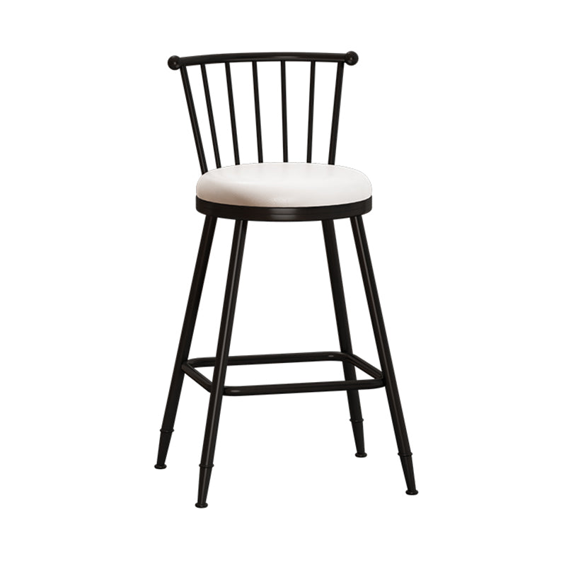 Modern Armless Backrest Counter Stool Steel Milk Tea Shop Bar Stool with Leather Cushion White 1 Piece Counter Stool(26"H) Clearhalo 'Bar Furniture' 'Bar Stools' 'bar_stools' 'furn' 'furn_bar_stools' 'furniture_bar_stools' 'Kitchen & Dining Furniture' 'kitchen&dining_furn' 'kitchen' 'kitchen_furn' Furniture' 4452476