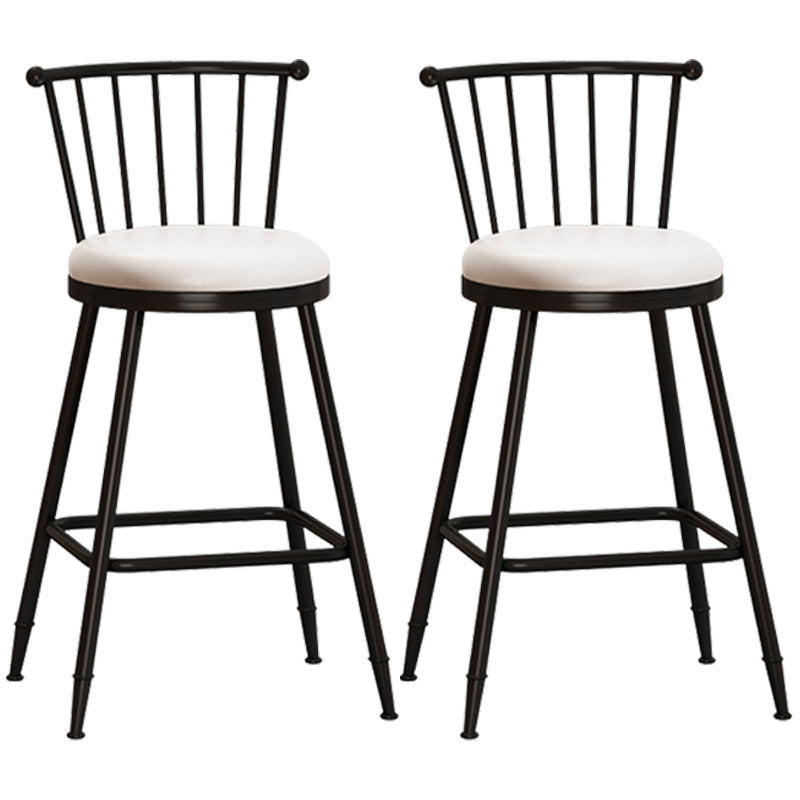 Modern Armless Backrest Counter Stool Steel Milk Tea Shop Bar Stool with Leather Cushion White 2 Piece Set Counter Stool(26"H) Clearhalo 'Bar Furniture' 'Bar Stools' 'bar_stools' 'furn' 'furn_bar_stools' 'furniture_bar_stools' 'Kitchen & Dining Furniture' 'kitchen&dining_furn' 'kitchen' 'kitchen_furn' Furniture' 4452477