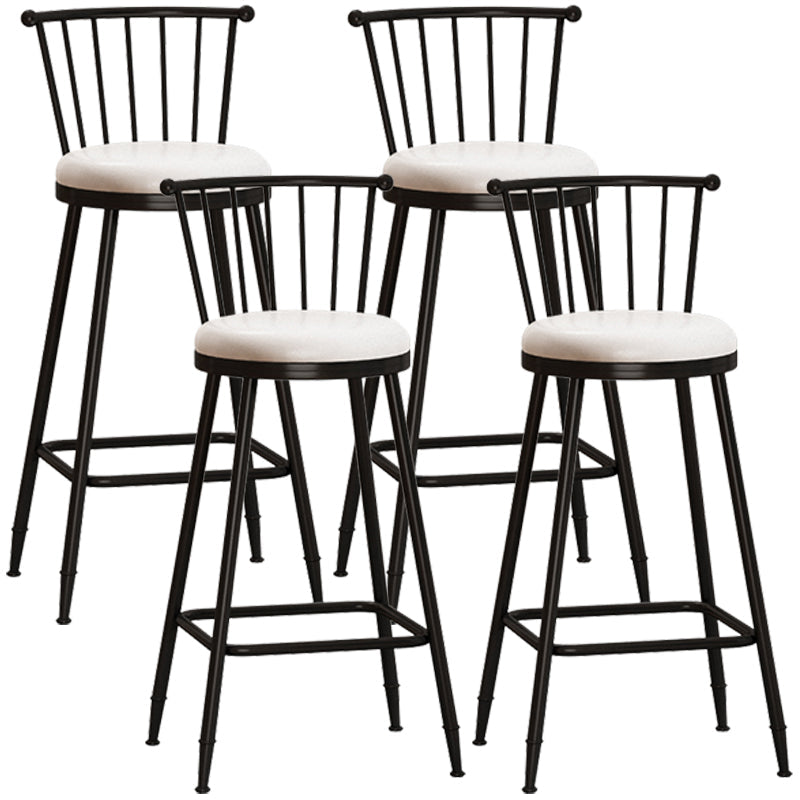 Modern Armless Backrest Counter Stool Steel Milk Tea Shop Bar Stool with Leather Cushion White 4 Piece Set Bar Stool(30"H) Clearhalo 'Bar Furniture' 'Bar Stools' 'bar_stools' 'furn' 'furn_bar_stools' 'furniture_bar_stools' 'Kitchen & Dining Furniture' 'kitchen&dining_furn' 'kitchen' 'kitchen_furn' Furniture' 4452478