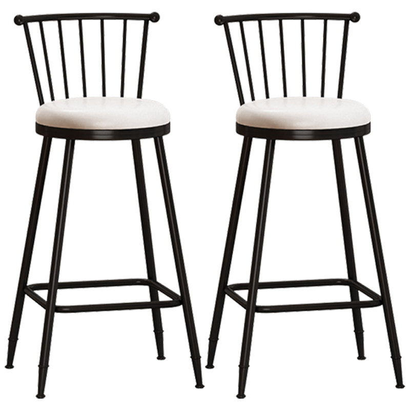 Modern Armless Backrest Counter Stool Steel Milk Tea Shop Bar Stool with Leather Cushion White 2 Piece Set Bar Stool(30"H) Clearhalo 'Bar Furniture' 'Bar Stools' 'bar_stools' 'furn' 'furn_bar_stools' 'furniture_bar_stools' 'Kitchen & Dining Furniture' 'kitchen&dining_furn' 'kitchen' 'kitchen_furn' Furniture' 4452480