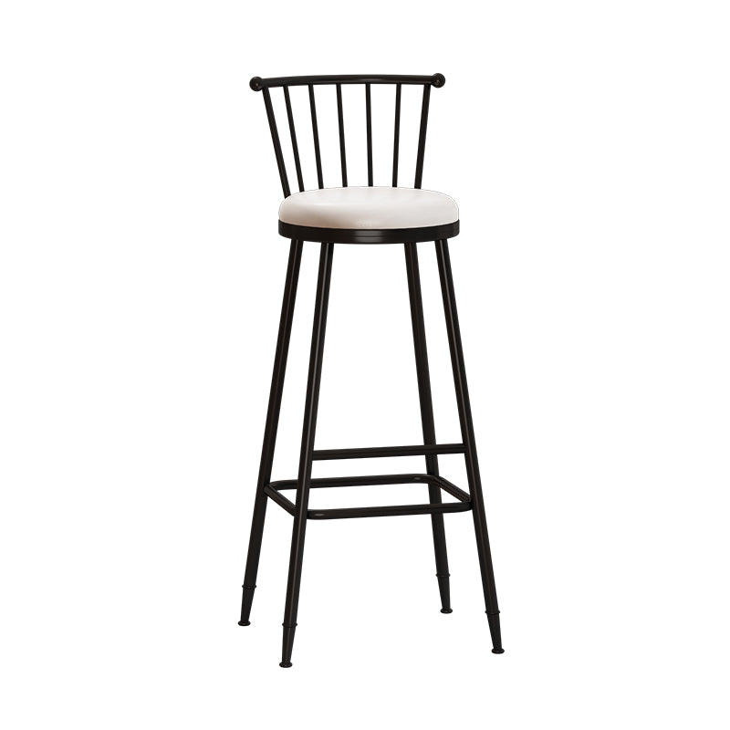 Modern Armless Backrest Counter Stool Steel Milk Tea Shop Bar Stool with Leather Cushion White 1 Piece Bar Stool(33"H) Clearhalo 'Bar Furniture' 'Bar Stools' 'bar_stools' 'furn' 'furn_bar_stools' 'furniture_bar_stools' 'Kitchen & Dining Furniture' 'kitchen&dining_furn' 'kitchen' 'kitchen_furn' Furniture' 4452482