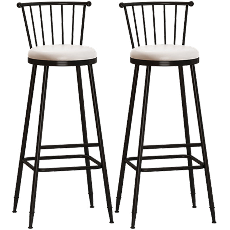 Modern Armless Backrest Counter Stool Steel Milk Tea Shop Bar Stool with Leather Cushion White 2 Piece Set Bar Stool(33"H) Clearhalo 'Bar Furniture' 'Bar Stools' 'bar_stools' 'furn' 'furn_bar_stools' 'furniture_bar_stools' 'Kitchen & Dining Furniture' 'kitchen&dining_furn' 'kitchen' 'kitchen_furn' Furniture' 4452483