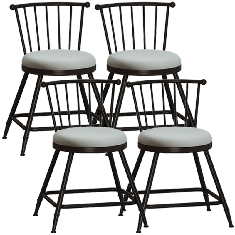 Modern Armless Backrest Counter Stool Steel Milk Tea Shop Bar Stool with Leather Cushion Grey 4 Piece Set Short Stool(18"H) Clearhalo 'Bar Furniture' 'Bar Stools' 'bar_stools' 'furn' 'furn_bar_stools' 'furniture_bar_stools' 'Kitchen & Dining Furniture' 'kitchen&dining_furn' 'kitchen' 'kitchen_furn' Furniture' 4452484