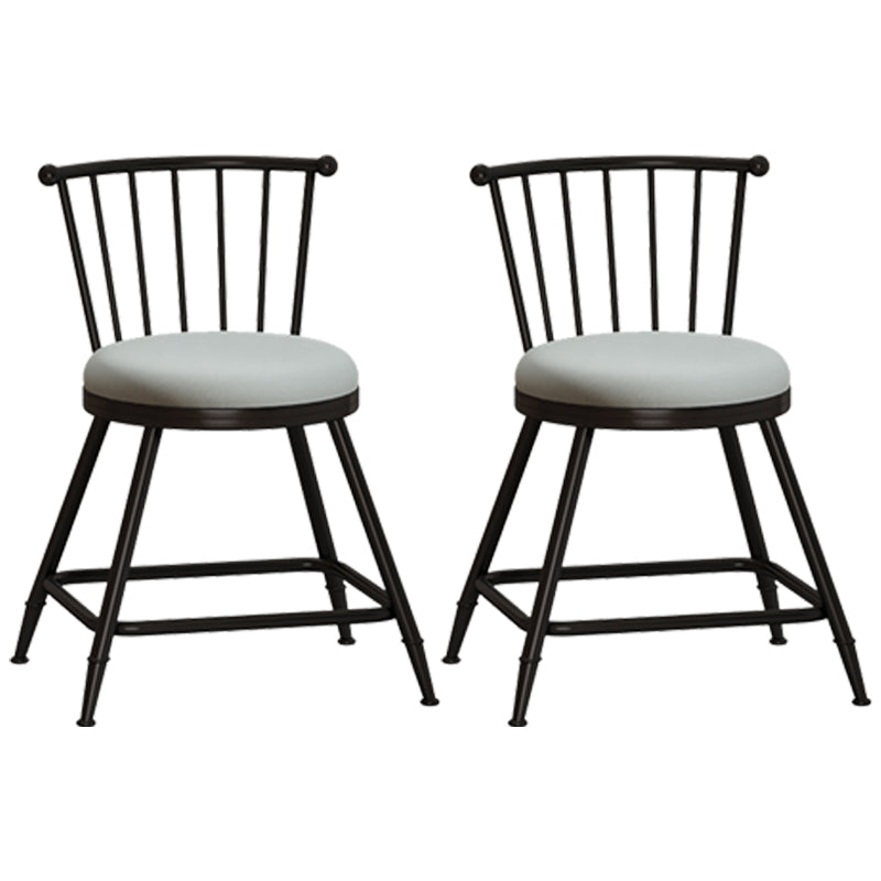 Modern Armless Backrest Counter Stool Steel Milk Tea Shop Bar Stool with Leather Cushion Grey 2 Piece Set Short Stool(18"H) Clearhalo 'Bar Furniture' 'Bar Stools' 'bar_stools' 'furn' 'furn_bar_stools' 'furniture_bar_stools' 'Kitchen & Dining Furniture' 'kitchen&dining_furn' 'kitchen' 'kitchen_furn' Furniture' 4452486