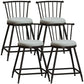 Modern Armless Backrest Counter Stool Steel Milk Tea Shop Bar Stool with Leather Cushion Grey 4 Piece Set Short Stool(22"H) Clearhalo 'Bar Furniture' 'Bar Stools' 'bar_stools' 'furn' 'furn_bar_stools' 'furniture_bar_stools' 'Kitchen & Dining Furniture' 'kitchen&dining_furn' 'kitchen' 'kitchen_furn' Furniture' 4452487