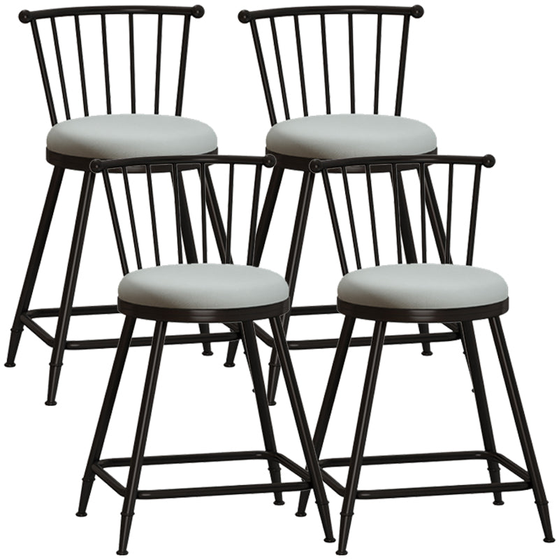 Modern Armless Backrest Counter Stool Steel Milk Tea Shop Bar Stool with Leather Cushion Grey 4 Piece Set Short Stool(22"H) Clearhalo 'Bar Furniture' 'Bar Stools' 'bar_stools' 'furn' 'furn_bar_stools' 'furniture_bar_stools' 'Kitchen & Dining Furniture' 'kitchen&dining_furn' 'kitchen' 'kitchen_furn' Furniture' 4452487