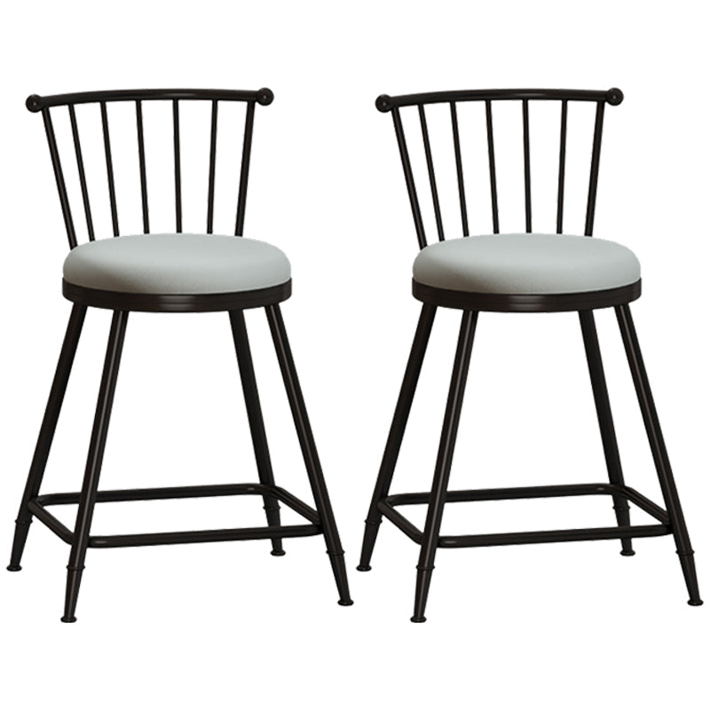 Modern Armless Backrest Counter Stool Steel Milk Tea Shop Bar Stool with Leather Cushion Grey 2 Piece Set Short Stool(22"H) Clearhalo 'Bar Furniture' 'Bar Stools' 'bar_stools' 'furn' 'furn_bar_stools' 'furniture_bar_stools' 'Kitchen & Dining Furniture' 'kitchen&dining_furn' 'kitchen' 'kitchen_furn' Furniture' 4452489