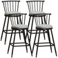 Modern Armless Backrest Counter Stool Steel Milk Tea Shop Bar Stool with Leather Cushion Grey 4 Piece Set Counter Stool(26"H) Clearhalo 'Bar Furniture' 'Bar Stools' 'bar_stools' 'furn' 'furn_bar_stools' 'furniture_bar_stools' 'Kitchen & Dining Furniture' 'kitchen&dining_furn' 'kitchen' 'kitchen_furn' Furniture' 4452490