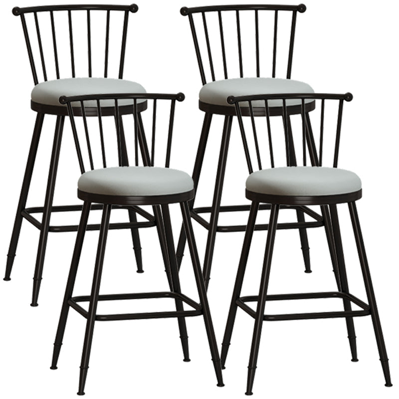 Modern Armless Backrest Counter Stool Steel Milk Tea Shop Bar Stool with Leather Cushion Grey 4 Piece Set Counter Stool(26"H) Clearhalo 'Bar Furniture' 'Bar Stools' 'bar_stools' 'furn' 'furn_bar_stools' 'furniture_bar_stools' 'Kitchen & Dining Furniture' 'kitchen&dining_furn' 'kitchen' 'kitchen_furn' Furniture' 4452490