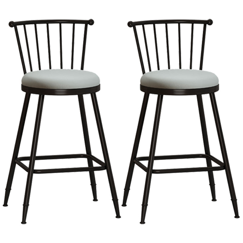 Modern Armless Backrest Counter Stool Steel Milk Tea Shop Bar Stool with Leather Cushion Grey 2 Piece Set Counter Stool(26"H) Clearhalo 'Bar Furniture' 'Bar Stools' 'bar_stools' 'furn' 'furn_bar_stools' 'furniture_bar_stools' 'Kitchen & Dining Furniture' 'kitchen&dining_furn' 'kitchen' 'kitchen_furn' Furniture' 4452492