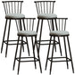 Modern Armless Backrest Counter Stool Steel Milk Tea Shop Bar Stool with Leather Cushion Grey 4 Piece Set Bar Stool(30"H) Clearhalo 'Bar Furniture' 'Bar Stools' 'bar_stools' 'furn' 'furn_bar_stools' 'furniture_bar_stools' 'Kitchen & Dining Furniture' 'kitchen&dining_furn' 'kitchen' 'kitchen_furn' Furniture' 4452493