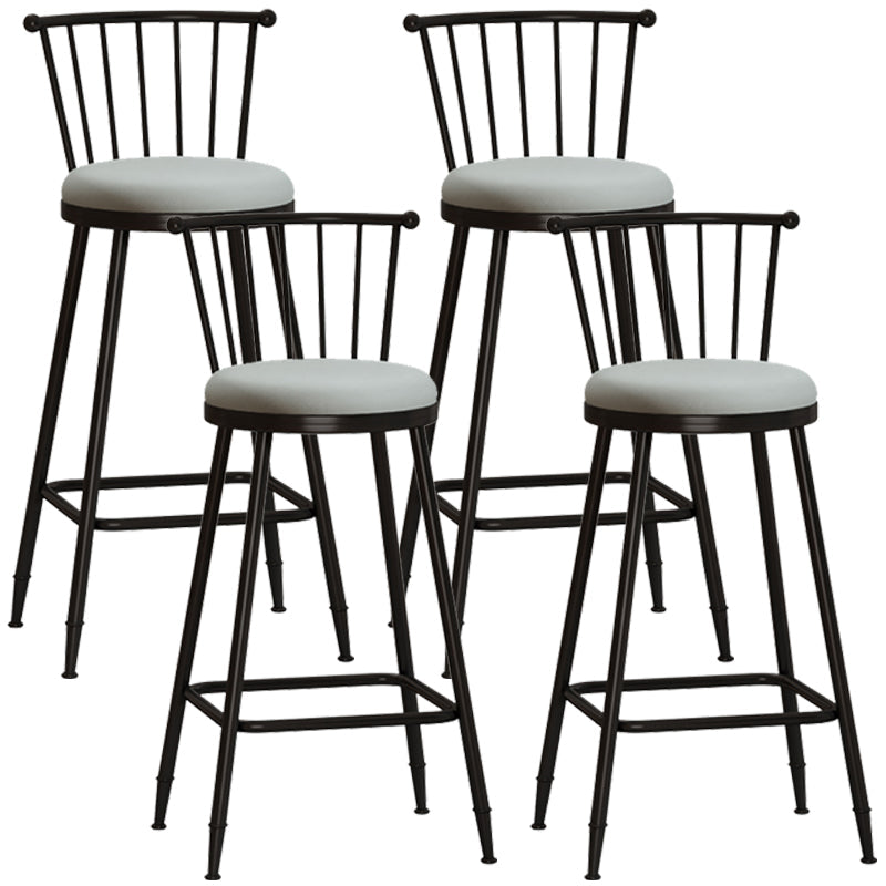 Modern Armless Backrest Counter Stool Steel Milk Tea Shop Bar Stool with Leather Cushion Grey 4 Piece Set Bar Stool(30"H) Clearhalo 'Bar Furniture' 'Bar Stools' 'bar_stools' 'furn' 'furn_bar_stools' 'furniture_bar_stools' 'Kitchen & Dining Furniture' 'kitchen&dining_furn' 'kitchen' 'kitchen_furn' Furniture' 4452493