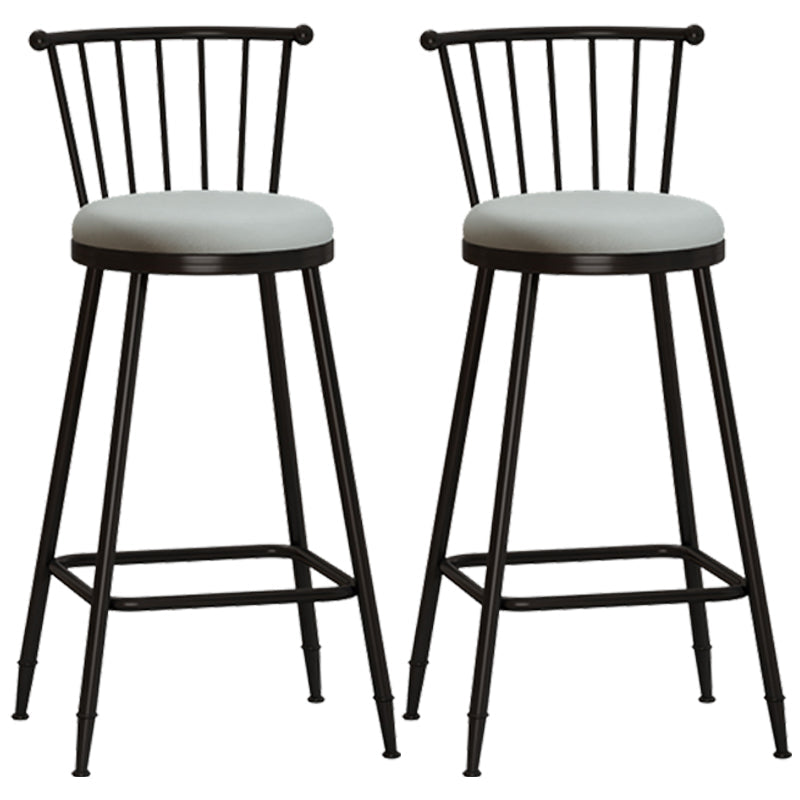 Modern Armless Backrest Counter Stool Steel Milk Tea Shop Bar Stool with Leather Cushion Grey 2 Piece Set Bar Stool(30"H) Clearhalo 'Bar Furniture' 'Bar Stools' 'bar_stools' 'furn' 'furn_bar_stools' 'furniture_bar_stools' 'Kitchen & Dining Furniture' 'kitchen&dining_furn' 'kitchen' 'kitchen_furn' Furniture' 4452495