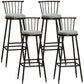 Modern Armless Backrest Counter Stool Steel Milk Tea Shop Bar Stool with Leather Cushion Grey 4 Piece Set Bar Stool(33"H) Clearhalo 'Bar Furniture' 'Bar Stools' 'bar_stools' 'furn' 'furn_bar_stools' 'furniture_bar_stools' 'Kitchen & Dining Furniture' 'kitchen&dining_furn' 'kitchen' 'kitchen_furn' Furniture' 4452496