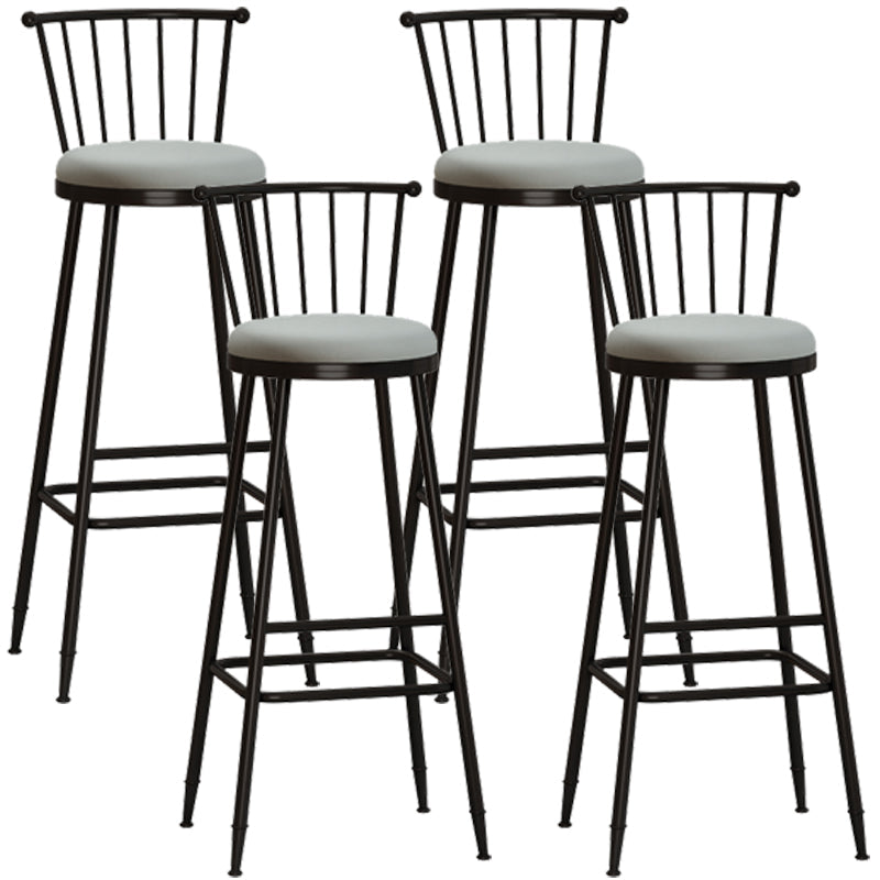 Modern Armless Backrest Counter Stool Steel Milk Tea Shop Bar Stool with Leather Cushion Grey 4 Piece Set Bar Stool(33"H) Clearhalo 'Bar Furniture' 'Bar Stools' 'bar_stools' 'furn' 'furn_bar_stools' 'furniture_bar_stools' 'Kitchen & Dining Furniture' 'kitchen&dining_furn' 'kitchen' 'kitchen_furn' Furniture' 4452496