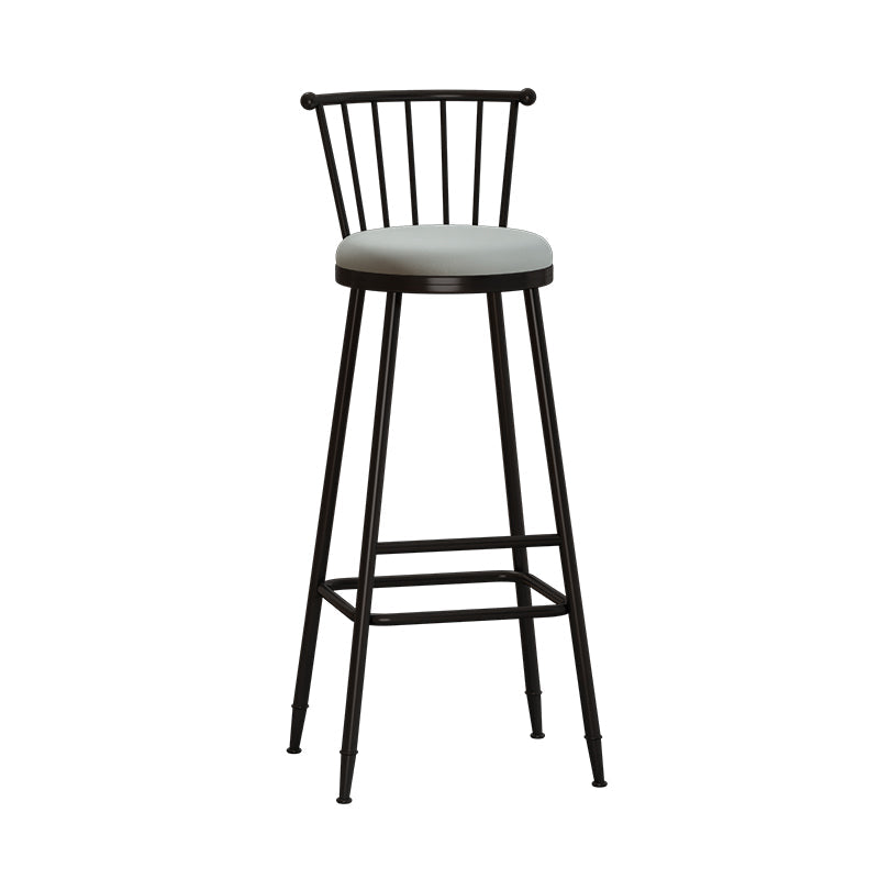 Modern Armless Backrest Counter Stool Steel Milk Tea Shop Bar Stool with Leather Cushion Grey 1 Piece Bar Stool(33"H) Clearhalo 'Bar Furniture' 'Bar Stools' 'bar_stools' 'furn' 'furn_bar_stools' 'furniture_bar_stools' 'Kitchen & Dining Furniture' 'kitchen&dining_furn' 'kitchen' 'kitchen_furn' Furniture' 4452497
