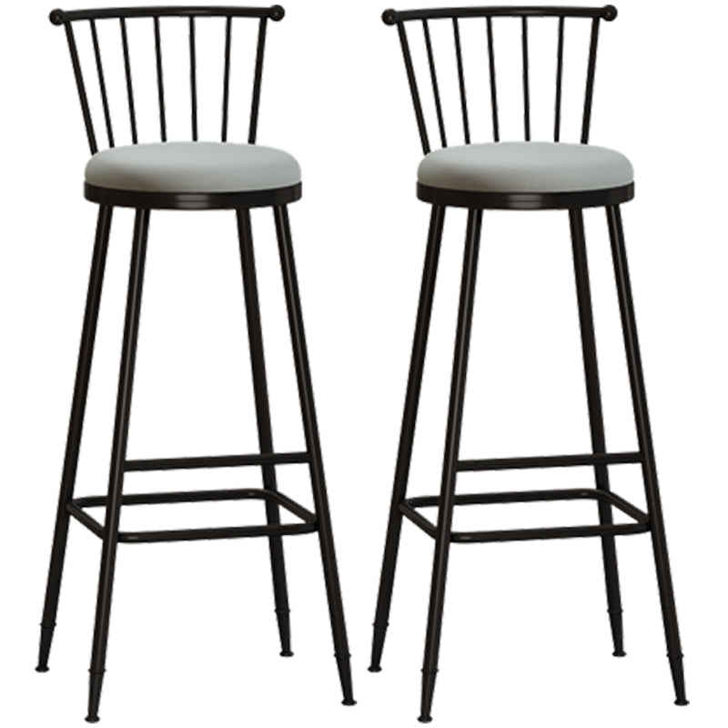 Modern Armless Backrest Counter Stool Steel Milk Tea Shop Bar Stool with Leather Cushion Grey 2 Piece Set Bar Stool(33"H) Clearhalo 'Bar Furniture' 'Bar Stools' 'bar_stools' 'furn' 'furn_bar_stools' 'furniture_bar_stools' 'Kitchen & Dining Furniture' 'kitchen&dining_furn' 'kitchen' 'kitchen_furn' Furniture' 4452498