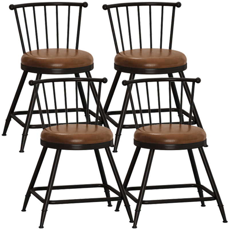Modern Armless Backrest Counter Stool Steel Milk Tea Shop Bar Stool with Leather Cushion Coffee 4 Piece Set Short Stool(18"H) Clearhalo 'Bar Furniture' 'Bar Stools' 'bar_stools' 'furn' 'furn_bar_stools' 'furniture_bar_stools' 'Kitchen & Dining Furniture' 'kitchen&dining_furn' 'kitchen' 'kitchen_furn' Furniture' 4452499