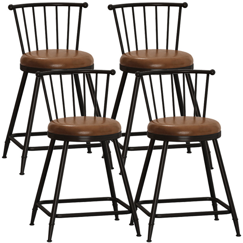 Modern Armless Backrest Counter Stool Steel Milk Tea Shop Bar Stool with Leather Cushion Coffee 4 Piece Set Short Stool(22"H) Clearhalo 'Bar Furniture' 'Bar Stools' 'bar_stools' 'furn' 'furn_bar_stools' 'furniture_bar_stools' 'Kitchen & Dining Furniture' 'kitchen&dining_furn' 'kitchen' 'kitchen_furn' Furniture' 4452502